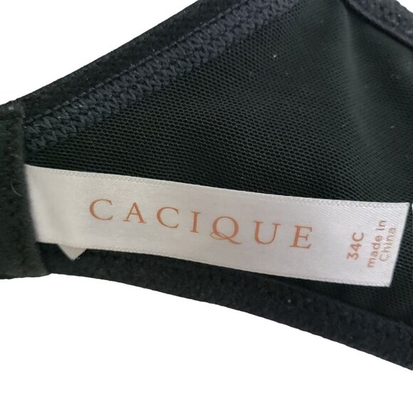 Cacique‎ Bra Simply Wire Free Plunge Women's Size 34C Black - Picture 5 of 9
